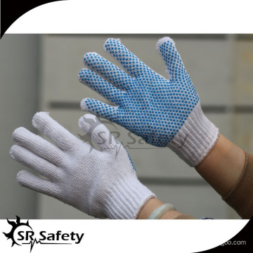 SRSAFETY Guantes de algodón punteado PVC azul